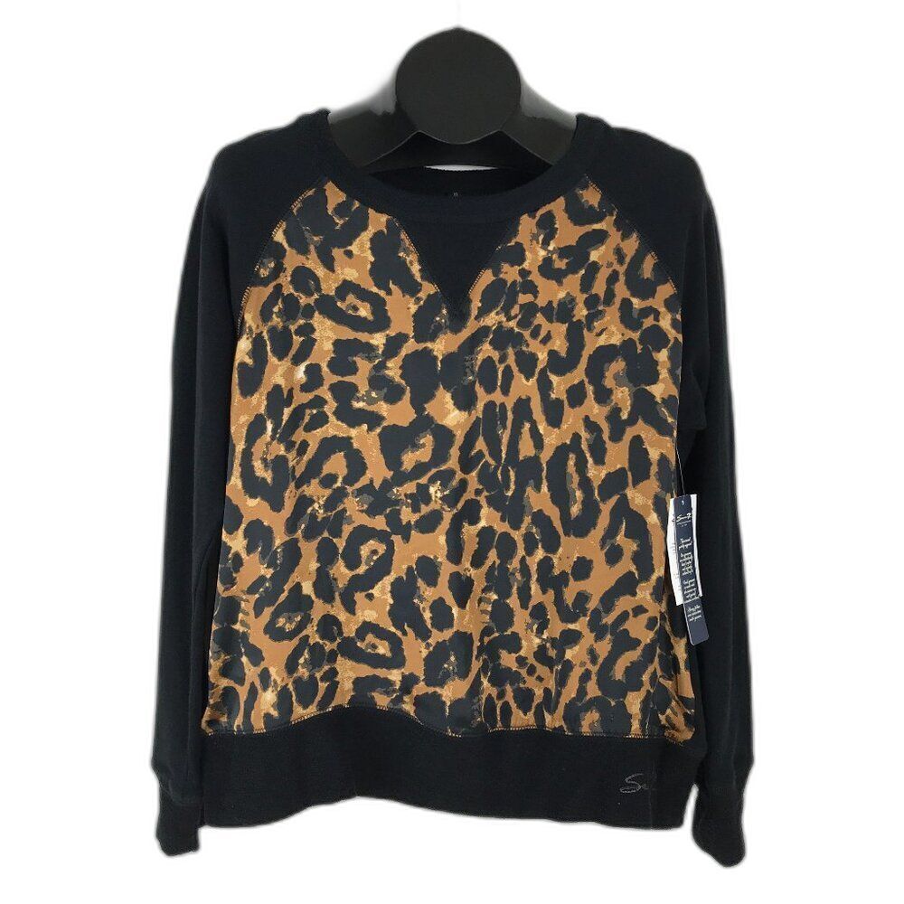 Seven7 Animal Print Pullover Raglan Sweatshirt Women's Medium Mixed Media NWT